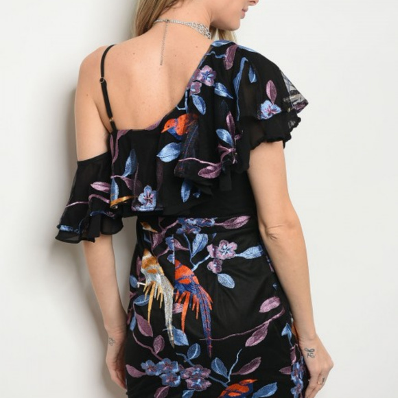 FLORAL MESH PARTY DRESS - Picture 2 of 6